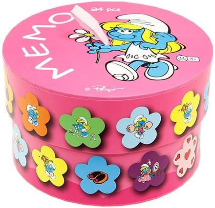 Barbo Toys Barbo Toys8354 Barba Toys 24 Pieces Round Box Smurf Mini Memo, Multi-Color