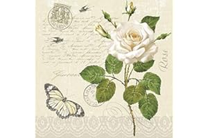 Crafty Things 4 x Paper Napkins - Vintage Rose Stem - Ideal for Decoupage/Napkin Art