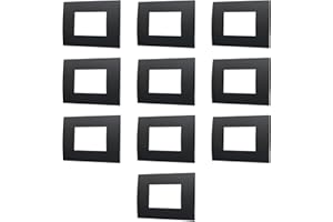 ELECTRON 10 Placche, 3 moduli/posti, Compatibile Con Vimar Arke', nero nera, Placca rettangolari squadrate, Plastica di alta qualità, 100% compatibile con supporti e moduli originali