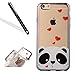 Produktbild iPhone 6S Silikon Handy Hülle,Leeook Elegant Retro Luxus Schön Funny Cute Lovely Panda Rot Liebe Herz Crystal Soft Clear Case Electroplate Plating Silber Frame Scratch-Resistant Bumper Soft Rückseite Cover Tasche Ultradünne Galvanisiergeräte Weicher Gel TPU Tasche Schutzhülle Hülle Tasche für Apple iPhone 6/6S (4.7 Zoll) + 1 x Schwarz Eingabestift-Panda Red Love Heart