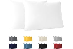 Dreamzie Funda Almohada 30x50 (Juego de 2) - Blanco - para Las Almohadas 30 x 50 cm - 100% Algodon Jersey - Funda de Almohada Algodon - Funda Cojin para Cama - Protector de Almohada