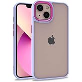 KZY İletişim Apple iPhone 13 ile Uyumlu Kapak Metal Kamera Korumalı Arkası Şeffaf Silikon Kılıf - Lila
