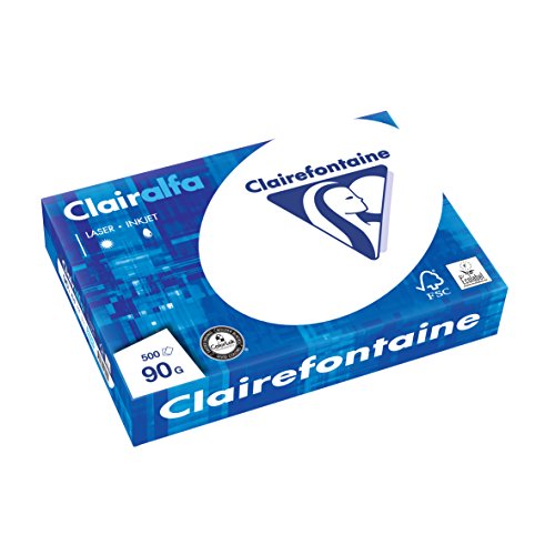 Clairefontaine 2896C Papier d'imprimante Clairalfa (500 feuilles au format DIN A4 avec 90 grammes / papier de copie opaque avec qualité A spéciale) Blanc