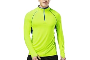 Muscle Alive Fitness Uomo Trimestre Cerniera Lampo in Esecuzione Attivo Magliette Allenarsi Lungo Manica Maglia con Pollice Fori