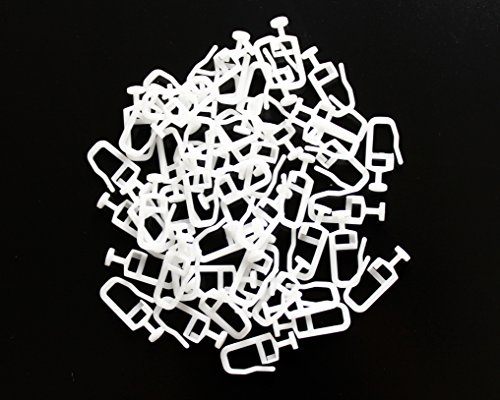 100 er SET ( = 100 Stück ) reinweisse Vorhanggleiter / Gardinengleiter / Faltenlegehaken 7 mm aus hochwertigem Kunststoff – Markenware (Vorhanggleiter weiss 70 mm) - 2