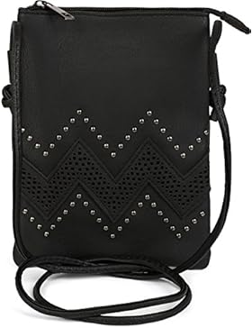 styleBREAKER Mini Bag Umhängetasche mit Zick-Zack Cutout und Nieten, Schultertasche, Handtasche, Tasche, Damen...