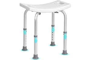 VEVOR Shower Chair, Adjustable Height Shower Stool with Built-in Handles, Shower Seat for Inside Shower or Tub, Non-Slip Bench Bathtub Stool Seat for Elderly Disabled Handicap, 158.8 kg Capacity