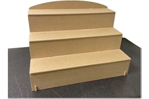 PARTY DECOR XL MDF 3 Tier Solid Back Display Craft Table Stand - Size 315mm x 510mm x 340mm - For Craft Fairs, Market Stall Display Shelf, Shop Display Stands, Makeup Stand, Perfume display shelf