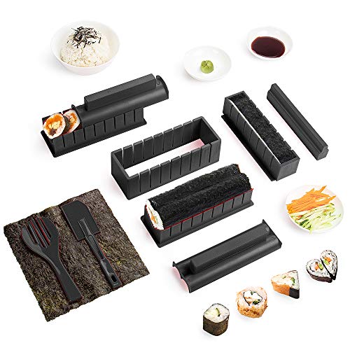 Sushi Maker Kit, 10 piezas completo juego de utensilios para hacer Sushi en casa DIY fácil Chef Set rollo de papel de arroz molde molde