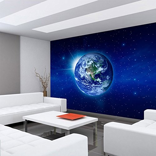 Vlies Fototapete PREMIUM PLUS Wand Foto Tapete Wand Bild Vliestapete – Erde Weltraum Planet – no. 231 Erde Weltraum Planet Blau, Größe:400x280cm Vlies - 6