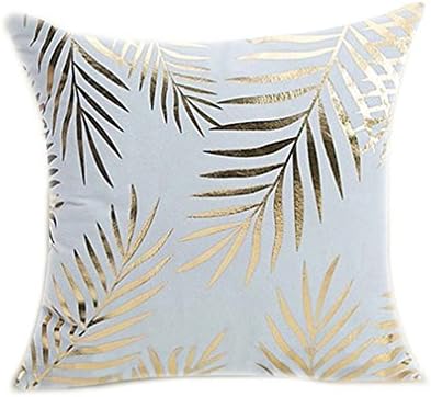 Ableey Bronzing Decorative Pillowcase Cushion Cover for Sofa Throw Pillow Case (Leaves)