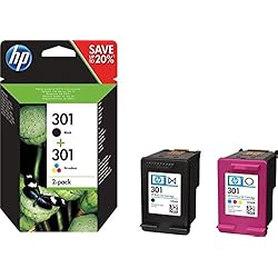 HP 301 - Pack de ahorro de 2 cartuchos de tinta Original HP 301 Negro, Tricolor para HP DeskJet, HP OfficeJet y HP ENVY