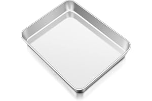 Onader Backblech, 31,8x24,8x5cm, Edelstahl Rechteckig Auflaufform Ofenblech Kuchenblech, Tiefes Fettpfanne Backofen Ofenform für Lasagne, Ungiftig& Gesund, Leicht Zu Reinigen & Spülmaschinenfest