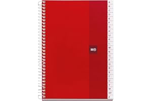 Miquelrius - Rubrica telefonica, 100 Fogli da 70 g/m², Quadretti 5 mm, Quaderno con Indice Alfabetico, Copertina in Cartoncino Plastificato, Formato 152 x 210 mm, Colore Rosso