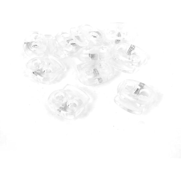 Lot De 40 Verrous à Cordon Avec Ressort - Pour Vêtements, Sacs, Lacets - Trou 6 Mm, Blanc Transparent