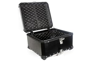 APTLITON 100L Aluminum Waterproof Top Box Motorcycle Luggage Box with Se, Dustproof & Waterproof Aluminum Alloy Motorcycle Top Case Tail Box with Universal Bracket for Stowing Helmets and Luggage, Black