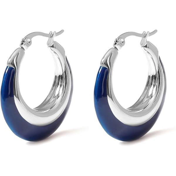 Boucles d’oreilles clip goutte nacrées bleues & cristal argenté