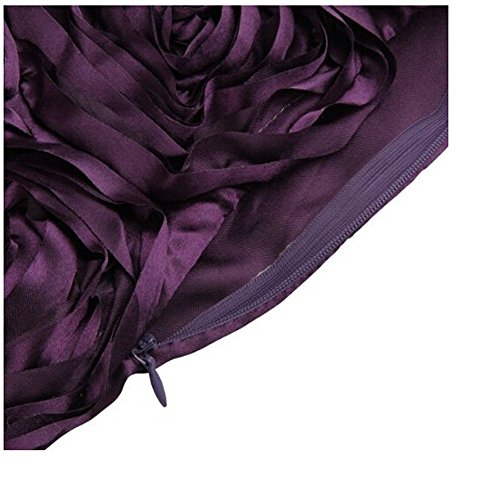 Oriskey 3D Satin Rose Blumen Kissenhülle Kissenbezug Kissenbezüge Dekokissen Kissen Fall Haus Bett Sofa Couch Zimmer Auto Dekorative Violett 42x42cm - 4
