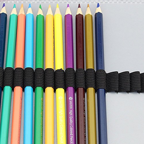 Shulaner 155 ranura la caja de l  piz - bolso de la pluma de la cremallera de la capacidad grande del cuero de la PU caja de l  piz de colores l  piz 155 Insertar estuches Gris