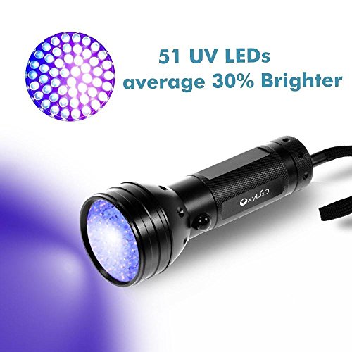 OxyLED UV Schwarzlicht,UV Taschenlampe,51 LED UV Fackel Schwarzlicht Haustier Urin-Detektor,für Hunde,Katzen. eingetrocknete Urin– Flecken auf Teppichen, Flecken und Krabbeltier insZimmer und Bett, falsche Banknote - 2