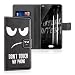 Produktbild kwmobile Hülle für Wiko U Feel Lite - Wallet Case Handy Schutzhülle Kunstleder - Handycover Klapphülle mit Kartenfach und Ständer Don't touch my Phone Design Weiß Schwarz