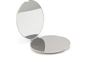 Cdemiy Taschenspiegel Klein, Edelstahl Taschenspiegel Klappbar, Tragbar Doppelseitig Klappspiegel, Reisespiegel Kompaktspiegel, Handspiegel Geschenke für Mädchen Damen Herren Shopping Trave (Runden)