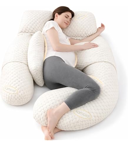 ALANTOP Oreiller De Grossesse U - Coussin Maternité Ergonomique Complet, Soutien Dos Hanches Jambes Ventre, Oreiller Corps Doux Velours, Taie Amovible Lavable