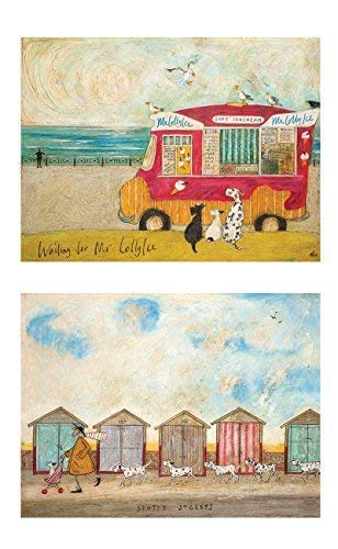 Strictly Gifts Sam Toft 2 Lona Estampados Waiting For Mr Piruleta Hielo & de Topos Pantalones Deportivos - 30 X 40cm Cada