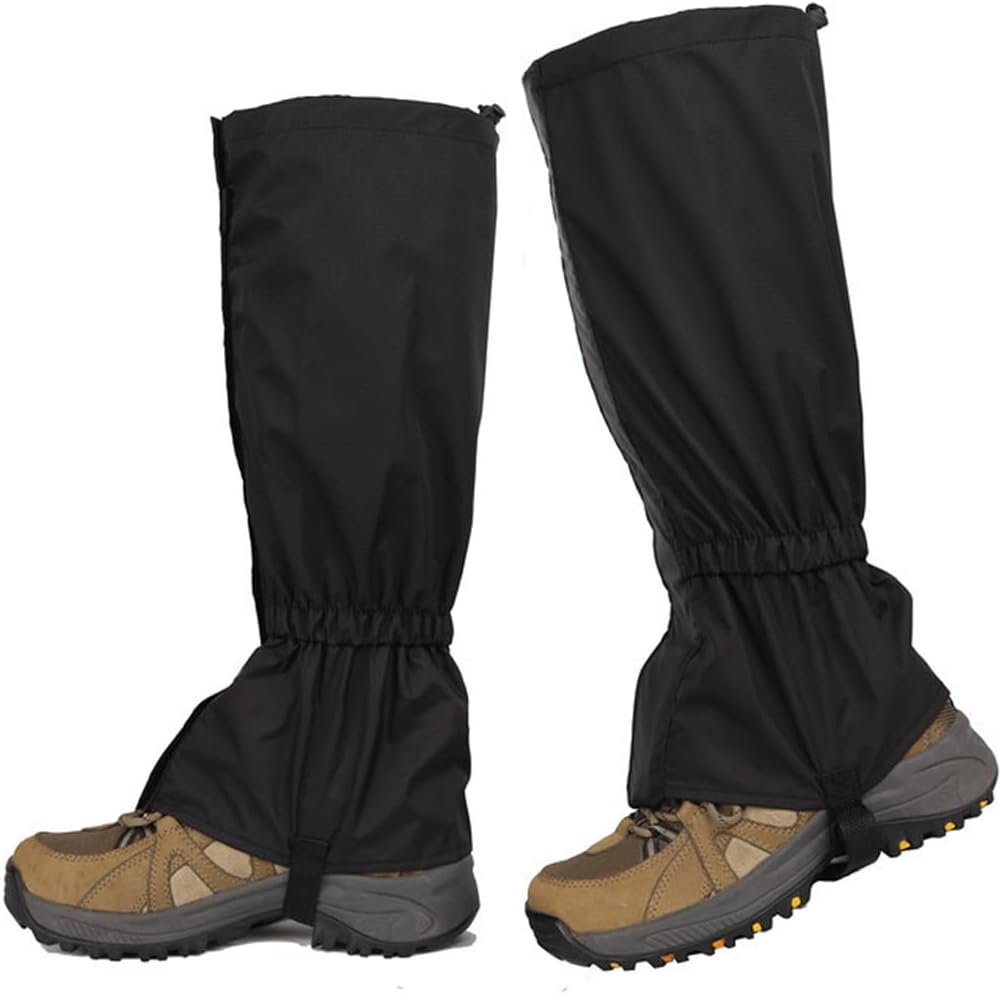 WUFKOP 1 Par de Polainas Impermeables Senderismo, Ajustables y Transpirables, para Hombre y Mujer en Caza, Esquí, Montañismo (Negro)