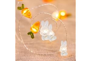 Kimuwote 20 LED Bunny Karotte Lichterkette, 2M Osterdekoration Lichterkette, Lichterkette Ostern String Bunny Shaped Batteriebetrieben für drinnen und draußen