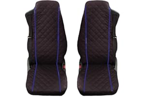 2 X LKW SITZBEZÜGE SCHWARZ BLAU KEDER SCHONBEZÜGE FÜR LKW RENAULT PREMIUM 2006 - 2012 2 fundas de asiento para camiones, color negro y azul, para camiones diseñado para encajar Premium 2006-2012