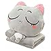 Produktbild KOSBON 3 In 1 Nette Katze Niedliche Korallen Fleece Angefüllte Tiere Plüschtiere Throw Pillow und Klimaanlage Auto Decke Kissen Set mit Hand wärmer Design. (Gray)