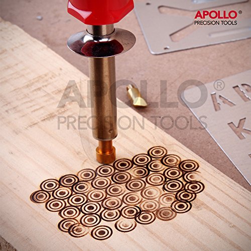 Apollo 30W Pyrografie Brandmaleisen für Holz & 22-teiliges gemischtes Zubehör-Set einschließlich Löteisenspitze, Messerklinge, Nummern- & Formen-Vorlagenschablone in kompakter Aufbewahrungsbox - 5
