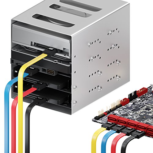 SET – 4x deleyCON [0,5m] S-ATA 3 Kabel – PREMIUM SATA 3 HDD / SSD Datenkabel mit Clip – 2x Stecker gerade – bis 6 Gbit/s – Länge: 50cm / Farbe: Gelb/Rot/Blau/Schwarz - 5