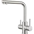 CREA 3 Way Kitchen Tap, 360° Swivel Three Way Tap, 3 in 1 Kitchen Sink Tap, Triflow Kitchen Tap with 2 Handles, Stainless Steel