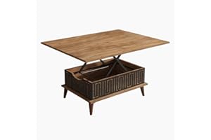 BERA DESIGN SMART FURNITURES BERA DESIGN Extendable Dining Table 6-8 Seater, Lift Top Coffee Table, Extendable & Foldable Coffee Table Converts to Dining Table - Space Saving Dining Table - 90x60x45cm with 3 Variable Height Level