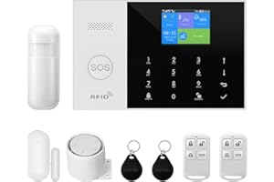 XNY Allarme Casa Wifi Per La Sicurezza Domestica, Allarme Casa Senza Fili Intelligente 2G con Controllo APP, Sensore Finestra Porta, Rilevatore di Movimento, Lavoro con Alexa (PG-105-2G-A)