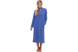 LADY OLGA Ladies Soft Fleece Long Dressing Gown Sizes UK 10 to 24 Robe Zip Front Pockets