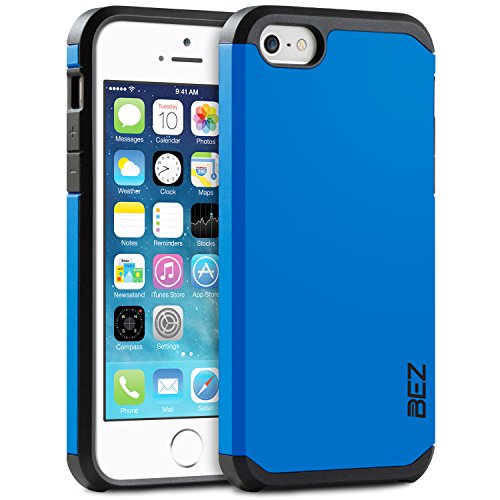 iPhone SE Case, iPhone 5 5S Case, BEZÂ® Shockproof Case Cover, Shock Absorbing Case Best Heavy Duty Dual Layer Tough Cover for iPhone SE and iPhone 5 5S - Blue Navy