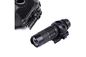 QIRUIMY Casque tactique Lumière Mini Lampe de poche en aluminium 120 Lumens Multi-fonction Lumière stroboscopique