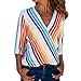 Produktbild ABsoar Blusen Damen Unregelmäßige Shirts Langarm Mehrfarbig Hemdbluse Mode Gestreifte Oberseite Regenbogen Blusen Frauen Tops T-Shirt