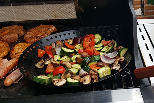 Santos Grillpfanne gelocht rund mit abnehmbarem Griff | Maße 30,5cm | pulverbeschichtet – Grillkorb, Gemüsekorb, Grillschale - 9