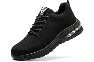 UnPtios Safety Shoes Mens Safety Trainers Wide Fit Steel Toe Cap Saftybrand Womens Lightweight Work Utility Footwear Breathable Anti-Puncture Shoes for Men Working UK