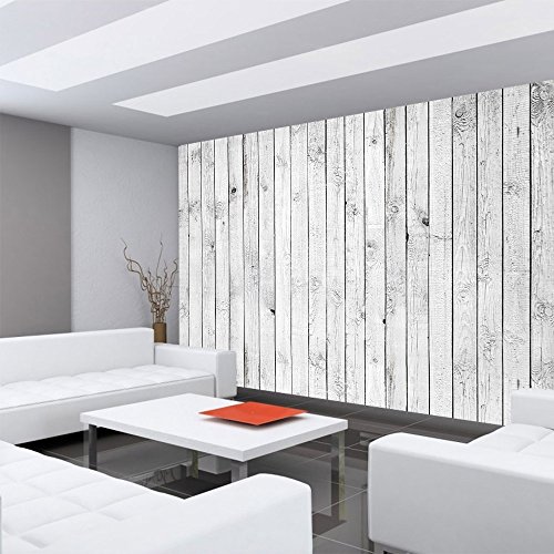 Vlies Fototapete 400×280 cm PREMIUM PLUS Wand Foto Tapete Wand Bild Vliestapete – WHITE PAINTED WOODEN WALL – Holzoptik Holzwand, HolzPanel, weißes Holz – no. 085 - 6