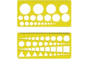 TEEGXDDY 2PCS Normographe pour Croquis et Schémas - Pochoir Cercles, Triangles, Carrés, Rectangles，Hexagone