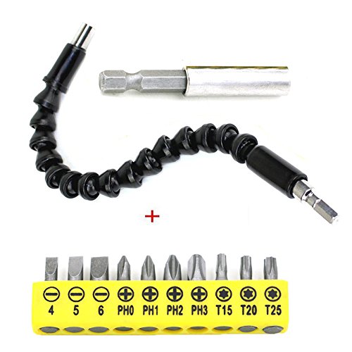 Preisvergleich Produktbild 300 mm Flexible Verlängerung Schraubendreher / Akkuschrauber + Bohrer Bit Set+Verlängerter Pole