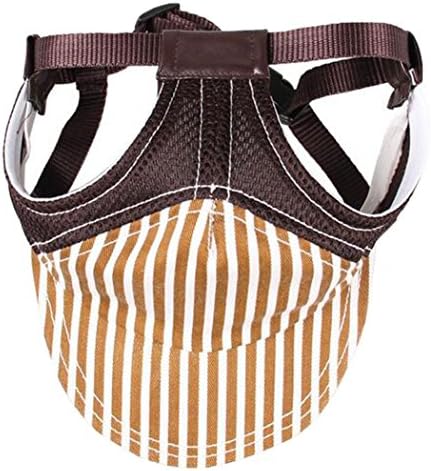 Crasy Shop Stripe Canvas Pet Dog Sun Hat Adjustable Sports Baseball Cap with Ear Holes for Puppy Dog Cat (M, Grey)