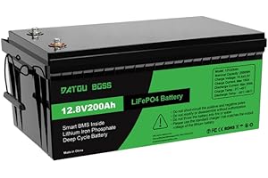 DATOUBOSS 12V 200Ah LiFePO4 Batterie, 2560Wh Lithium Akku mit Verbessertes 200A BMS, Max 15000 Tiefe Zyklen, Unterstützung in Serie/Parallelschaltung, für Wohnmobil, Solarpanel, Marine, Haushalt