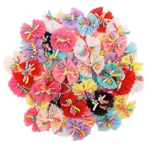 Sufermoe 32 Pcs Multicolored Dog Bows Hair Ties Pet Rubber Bands Hair Grooming Top Knots Pet Hair Bows Topknot Rubber Band Hair Bows Grooming Accessories for Pet Cat Dog