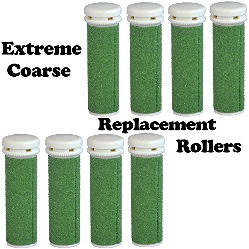 The Pedi Store EXTREME Coarse Micro Mineral Replacement Rollers Compatible with Emjoi Micro-Pedi Callous Remover for Extremely Rough and Tough Calluses (8 pack)